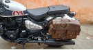 Fit For Royal Enfield Shotgun 650 Rusty Brown Leather Pannier Bags and Mounting - SPAREZO